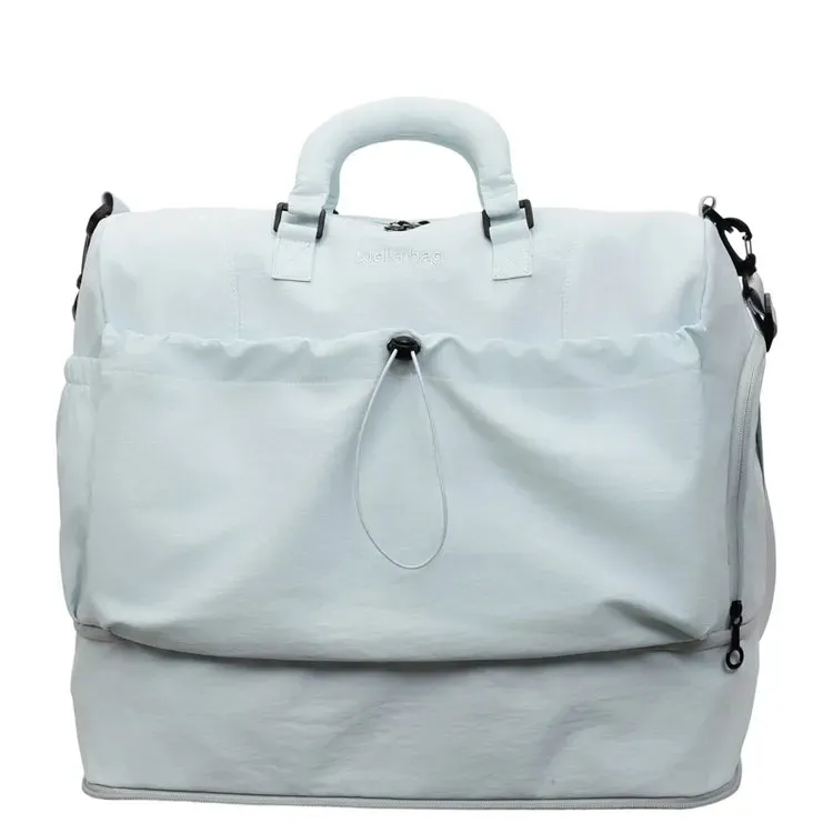Tas Selempang Wanita Bahan Nylon Polos Warna Biru Bentuk Kotak Tali Panjang untuk Travel
