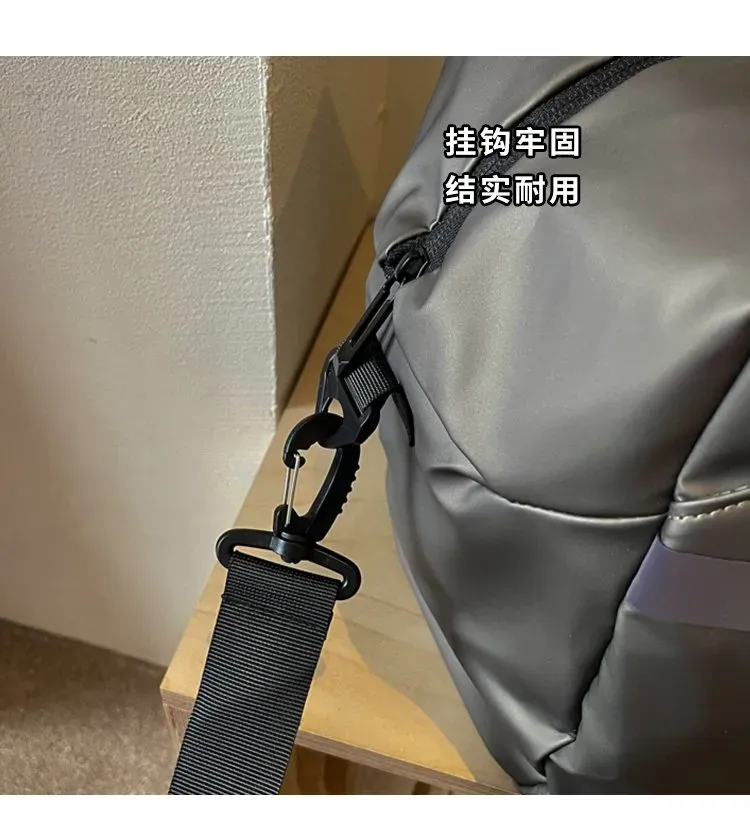 Tas Selempang Wanita Bahan Nylon Polos Bentuk Kotak Tali Lebar Resleting Harian Grosir Import