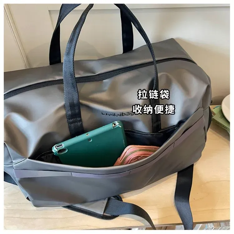 Tas Selempang Wanita Bahan Nylon Polos Bentuk Kotak Tali Lebar Resleting Harian Grosir Import