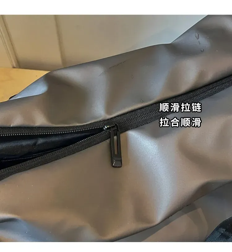 Tas Selempang Wanita Bahan Nylon Polos Bentuk Kotak Tali Lebar Resleting Harian Grosir Import