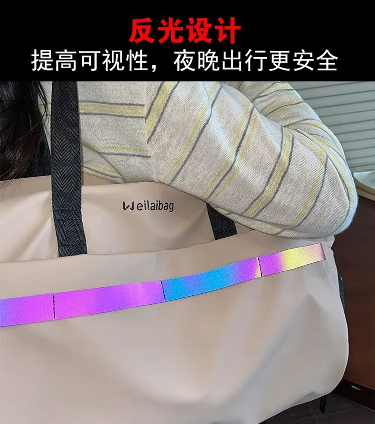 Tas Selempang Wanita Bahan Nylon Polos Bentuk Kotak Tali Lebar Resleting Harian Grosir Import