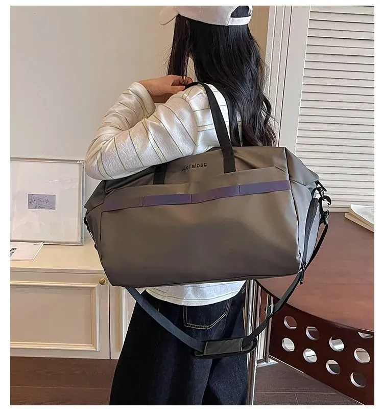 Tas Selempang Wanita Bahan Nylon Polos Bentuk Kotak Tali Lebar Resleting Harian Grosir Import