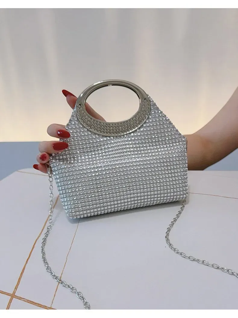Tas Selempang Wanita Bahan PU Sintetis Motif Print Warna Silver Bentuk Kotak Resleting Grosir