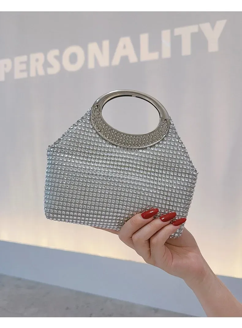 Tas Selempang Wanita Bahan PU Sintetis Motif Print Warna Silver Bentuk Kotak Resleting Grosir