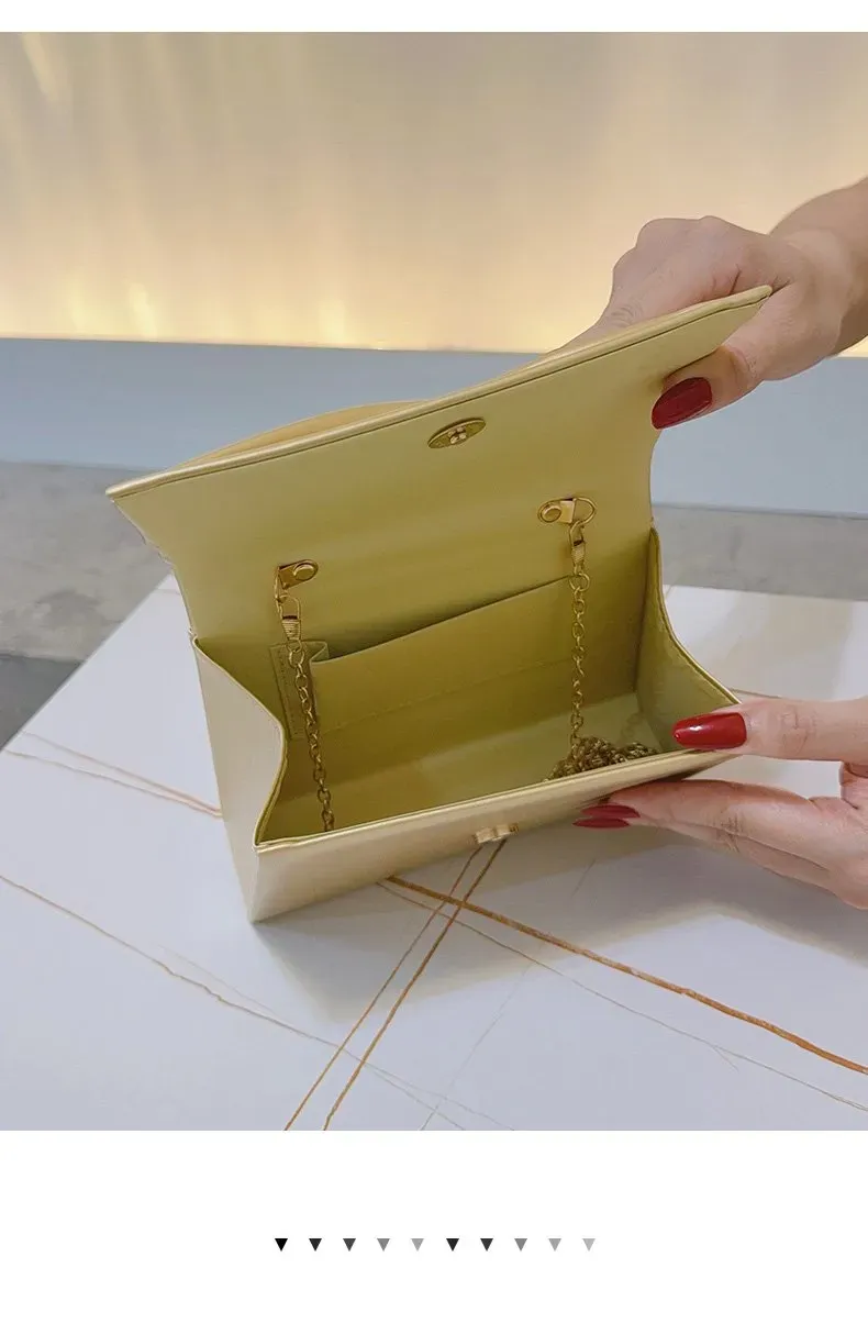 Tas Selempang Wanita Bahan PU Sintetis Polos Warna Kuning Bentuk Kotak Tali Harga Grosir