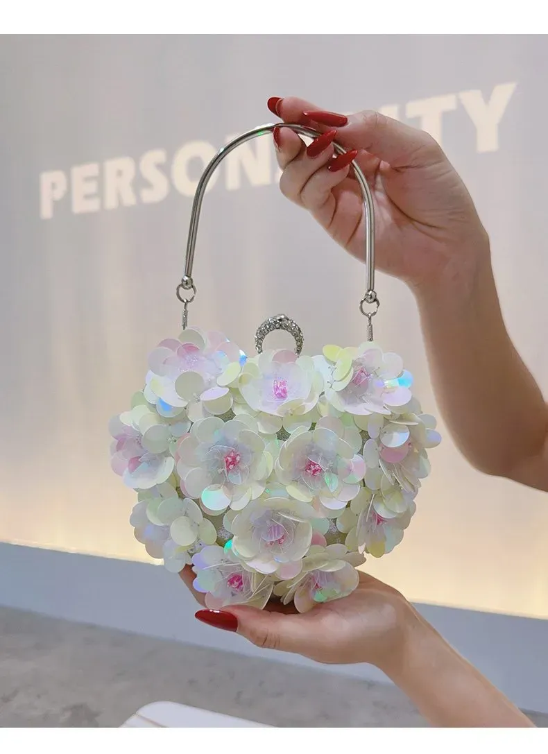 Tas Selempang Wanita Bahan PU Sintetis Motif Floral Warna Putih Bentuk Kotak Grosir Import