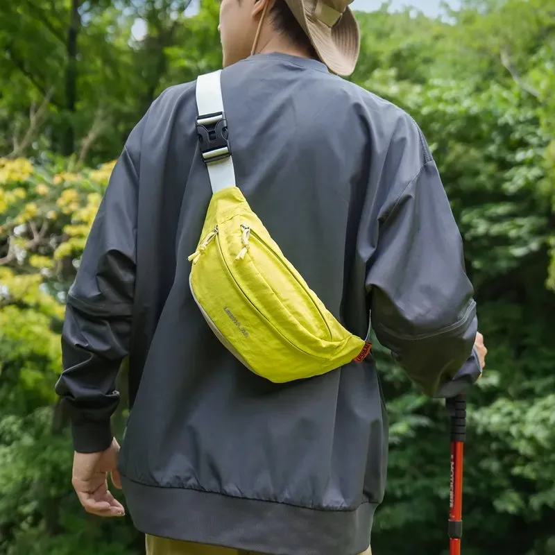 Tas Selempang Wanita Bahan Nylon Polos Warna Kuning Bentuk Kotak Tali Lebar Stok Grosir