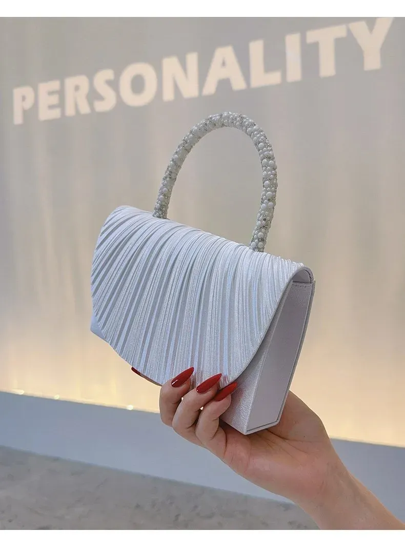 Tas Tote Wanita Bahan PU Sintetis Polos Warna Putih Bentuk Kotak Tali Rantai Grosir Import