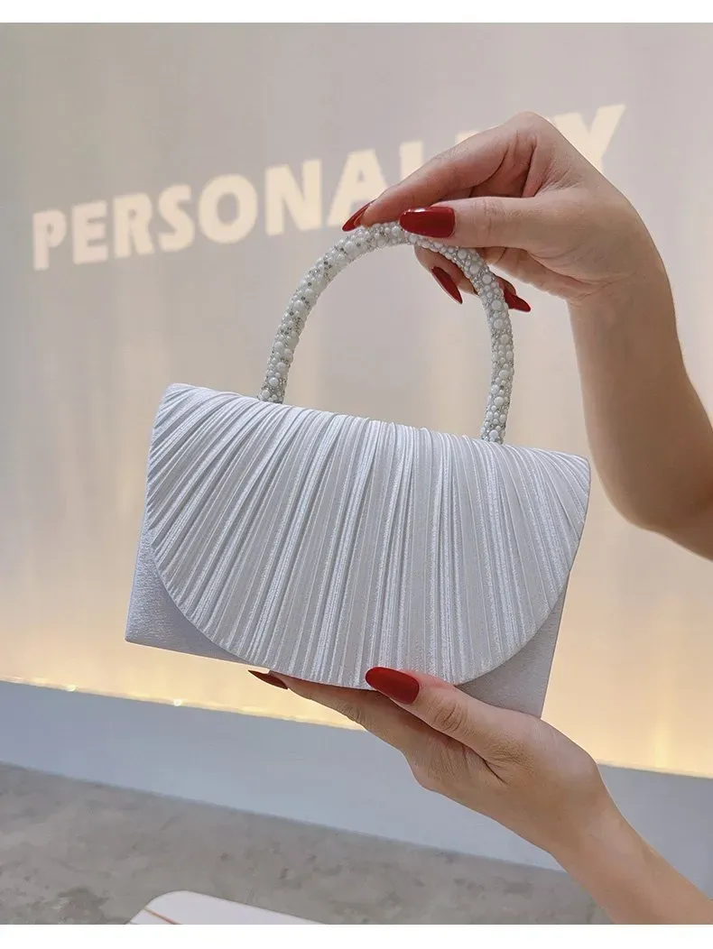 Tas Tote Wanita Bahan PU Sintetis Polos Warna Putih Bentuk Kotak Tali Rantai Grosir Import