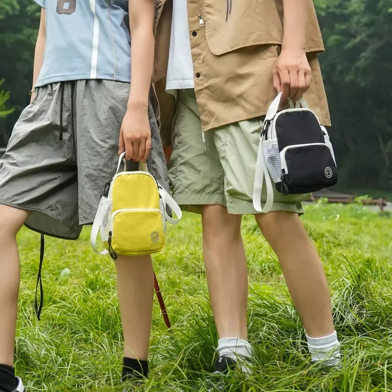 Tas Selempang Wanita Bahan Nylon Polos Warna Kuning Bentuk Kotak Tali Panjang Koleksi Reseller