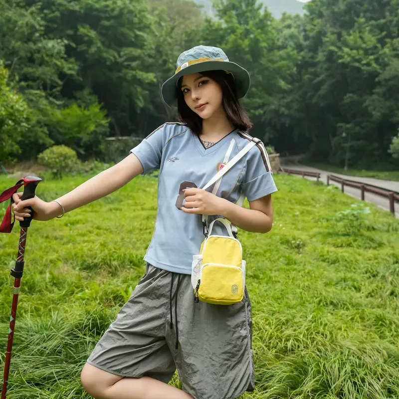 Tas Selempang Wanita Bahan Nylon Polos Warna Kuning Bentuk Kotak Tali Panjang Koleksi Reseller