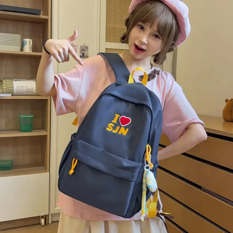 Tas Ransel Wanita Bahan Oxford Motif Print Bentuk Kotak Tali Lebar Resleting untuk Reseller