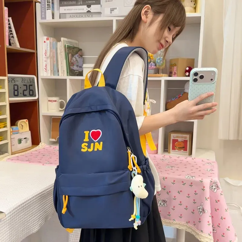 Tas Ransel Wanita Bahan Oxford Motif Print Bentuk Kotak Tali Lebar Resleting untuk Reseller