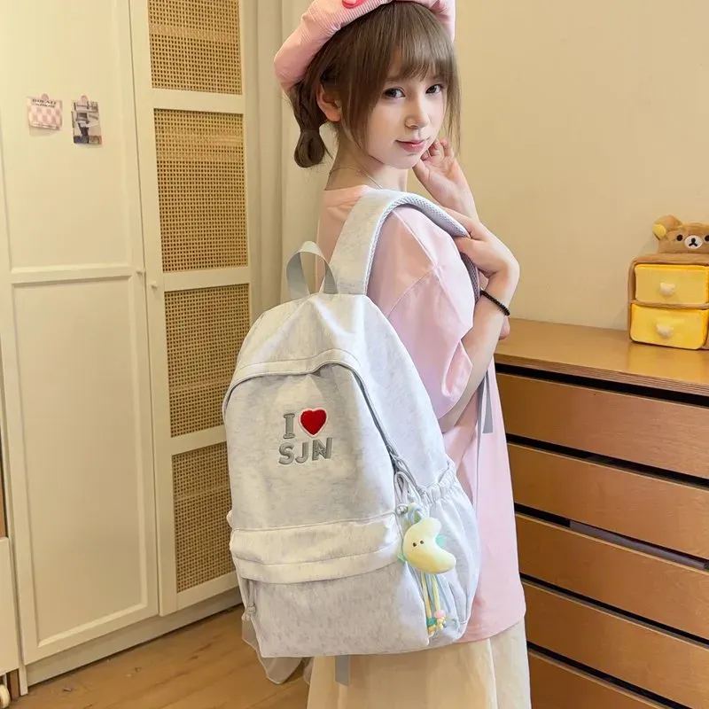 Tas Ransel Wanita Bahan Oxford Motif Print Bentuk Kotak Tali Lebar Resleting untuk Reseller