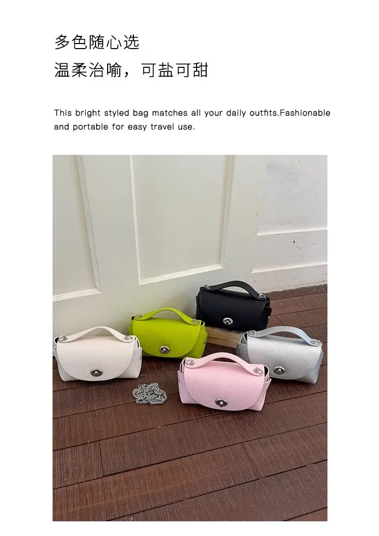 Tas Selempang Wanita Bahan PU Sintetis Polos Warna Hitam Bentuk Kotak Tali untuk Reseller