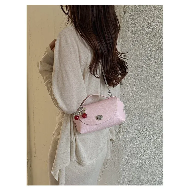 Tas Selempang Wanita Bahan PU Sintetis Polos Warna Hitam Bentuk Kotak Tali untuk Reseller