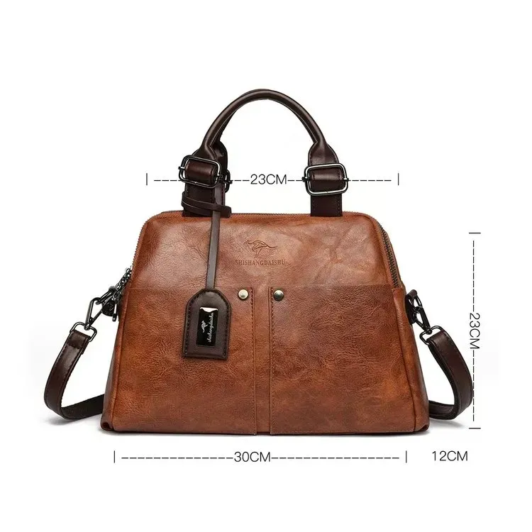 Tas Selempang Wanita Bahan PU Sintetis Polos Warna Hijau Bentuk Kotak Tali Resleting Grosir