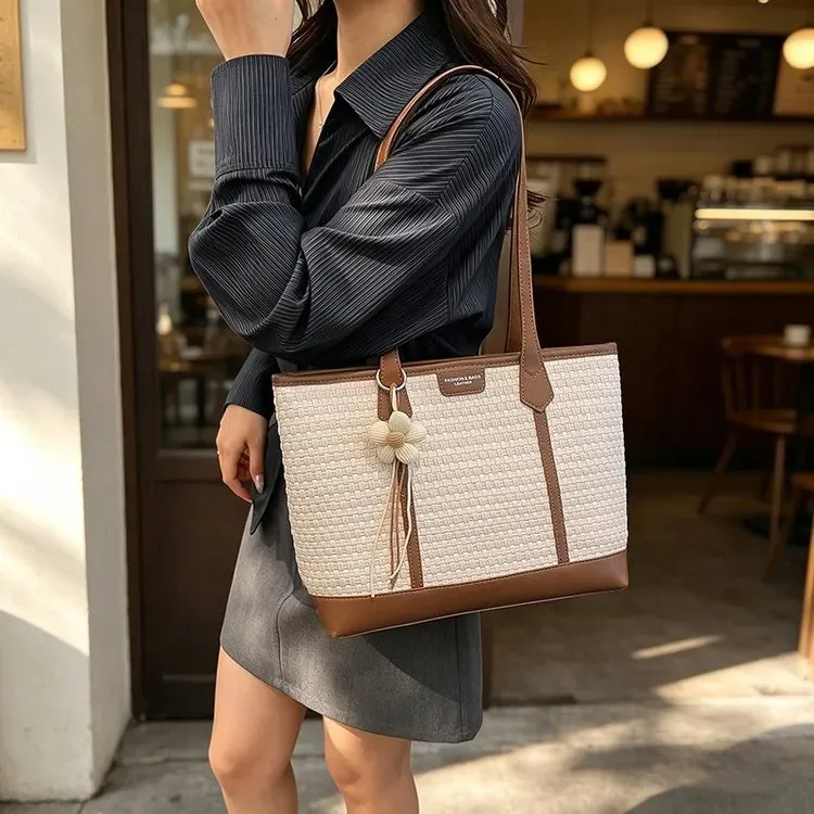 Tas Tote Wanita Bahan PU Sintetis Model Quilted Warna Pink Bentuk Kotak Tali Grosir Import