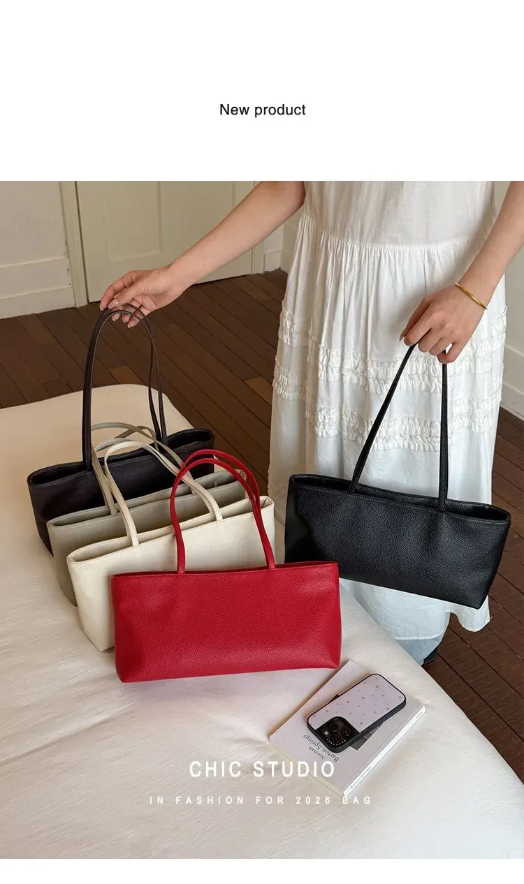 Tas Selempang Wanita Bahan PU Sintetis Polos Warna Merah Bentuk Kotak Tali Stok Grosir