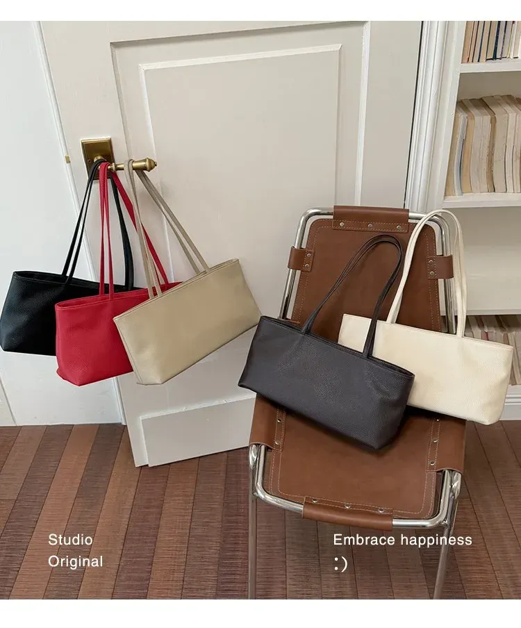 Tas Selempang Wanita Bahan PU Sintetis Polos Warna Merah Bentuk Kotak Tali Stok Grosir