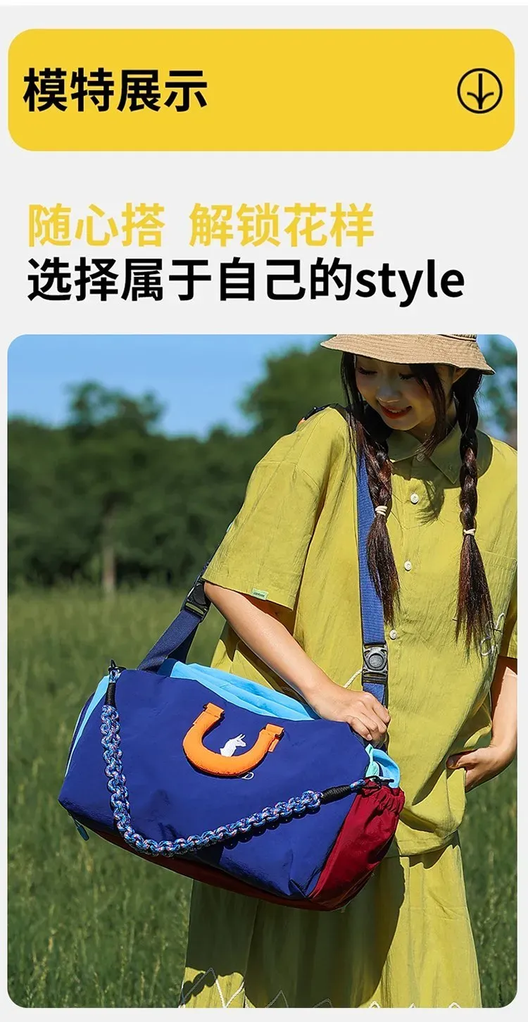 Tas Selempang Wanita Bahan Nylon Motif Print Bentuk Kotak Tali Panjang Kapasitas Grosir Import