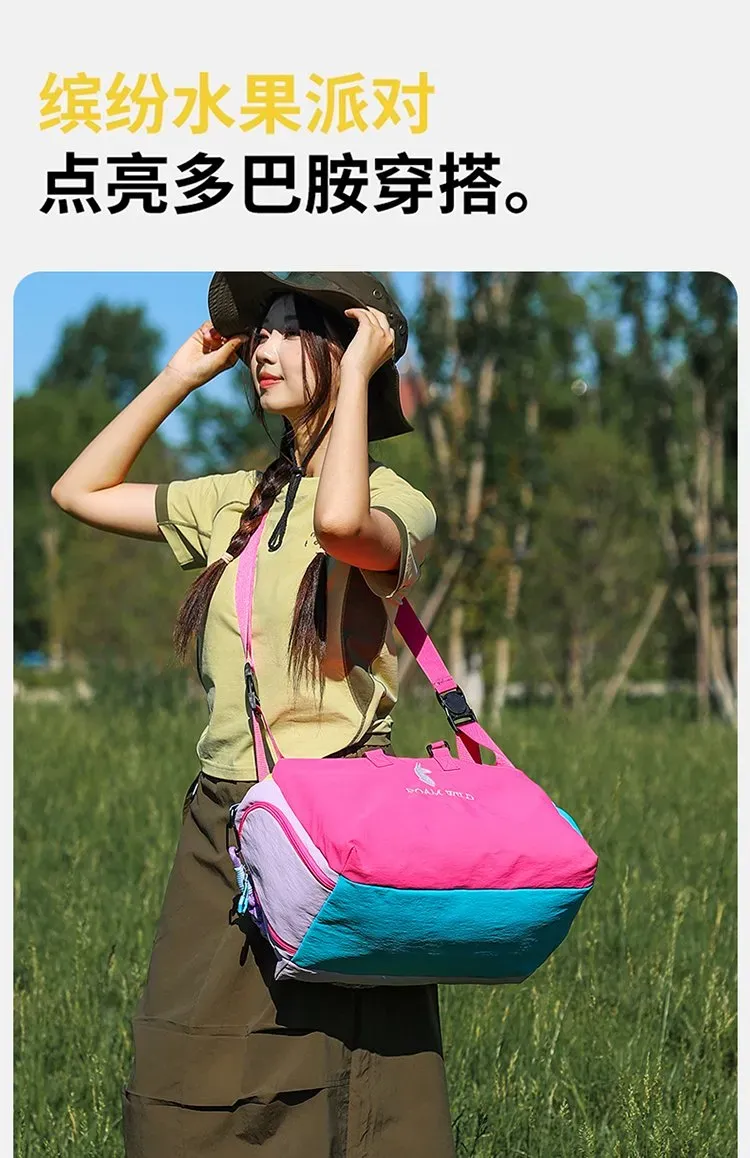 Tas Selempang Wanita Bahan Nylon Motif Print Bentuk Kotak Tali Panjang Kapasitas Grosir Import