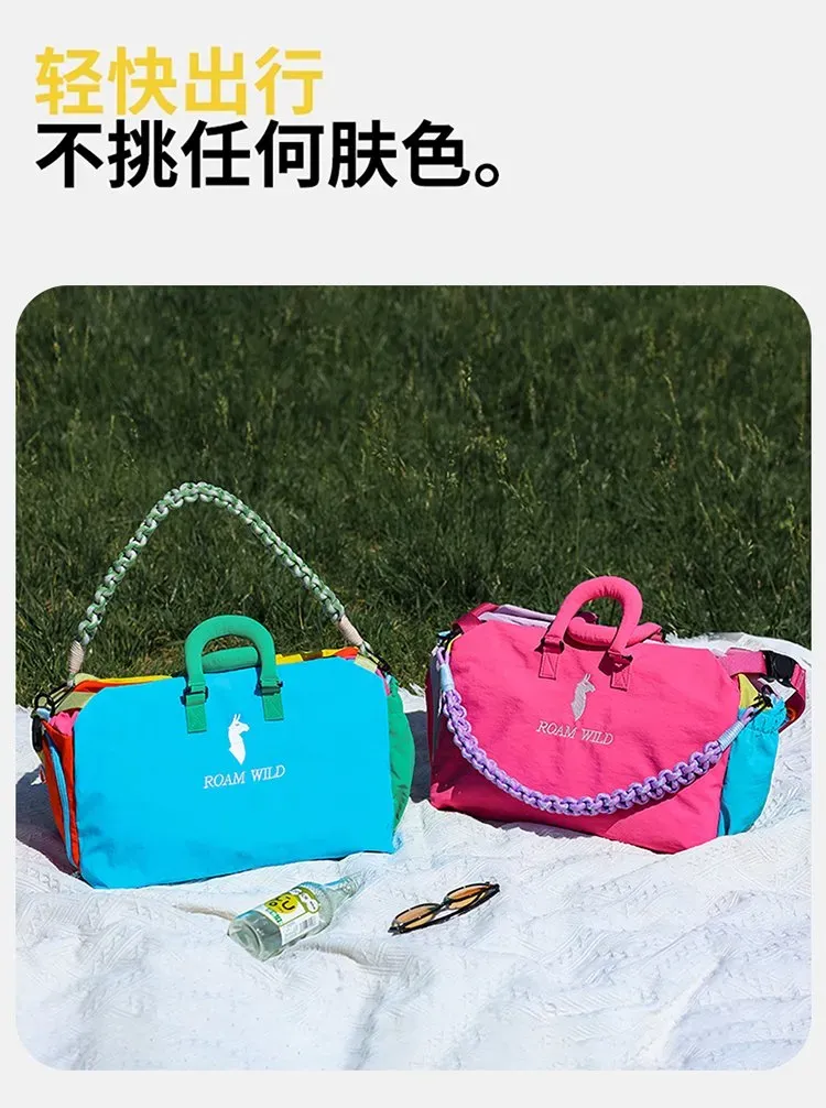Tas Selempang Wanita Bahan Nylon Motif Print Bentuk Kotak Tali Panjang Kapasitas Grosir Import