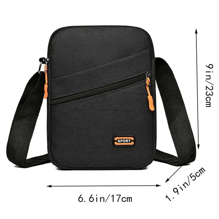 Tas Selempang Pria Bahan Nylon Polos Warna Biru Bentuk Kotak Tali Panjang Grosir Import