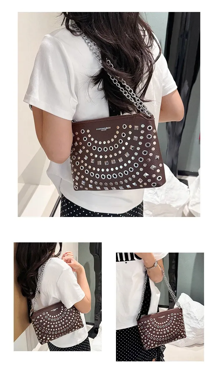 Tas Selempang Wanita Bahan PU Sintetis Motif Print Warna Hitam Bentuk Kotak Tali Resleting