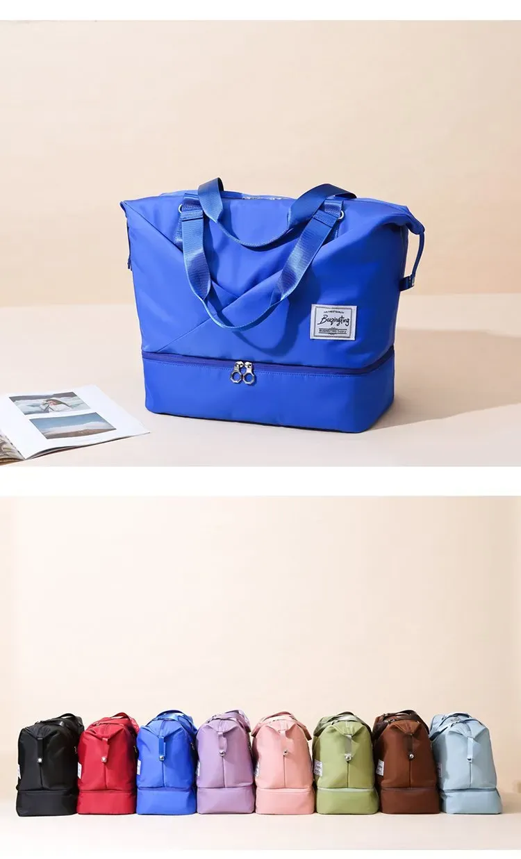 Tas Selempang Wanita Bahan Nylon Polos Warna Pink Bentuk Kotak Tali Lebar Grosir Import