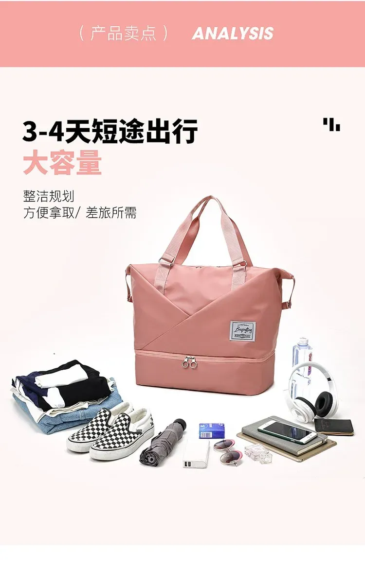 Tas Selempang Wanita Bahan Nylon Polos Warna Pink Bentuk Kotak Tali Lebar Grosir Import