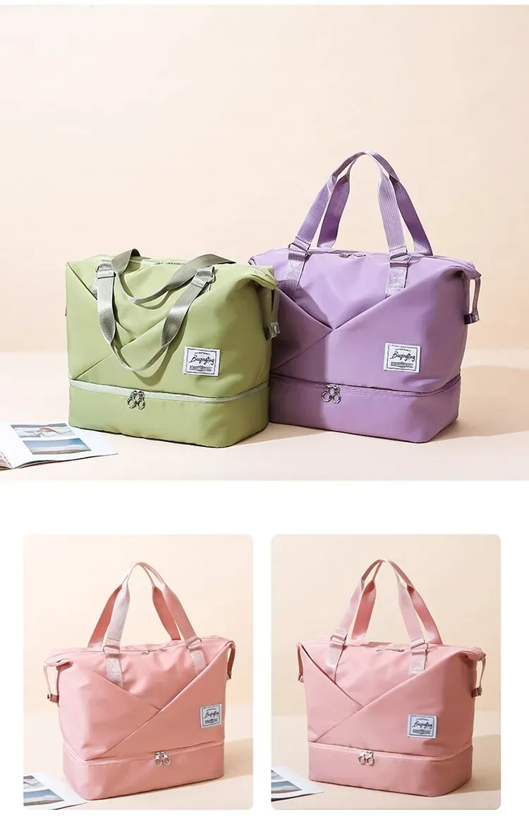 Tas Selempang Wanita Bahan Nylon Polos Warna Pink Bentuk Kotak Tali Lebar Grosir Import