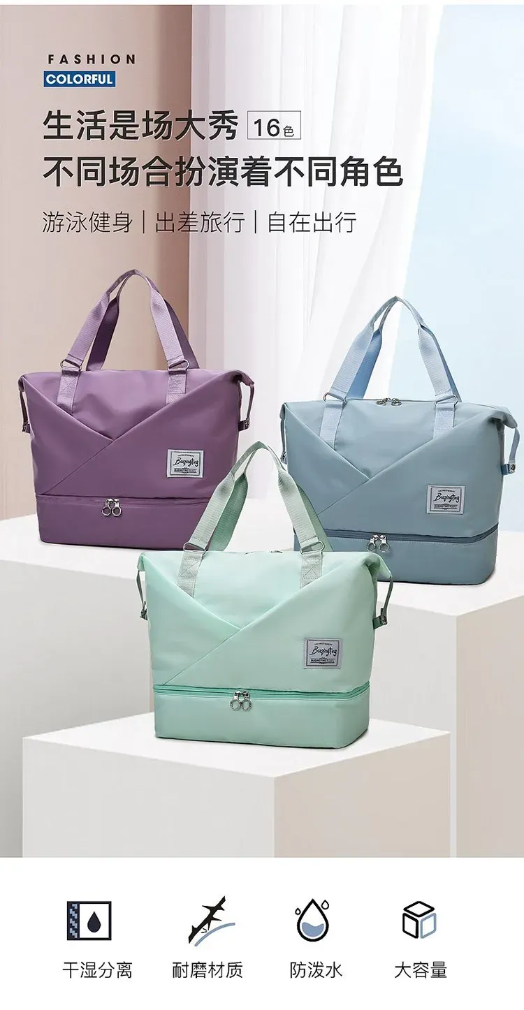 Tas Selempang Wanita Bahan Nylon Polos Warna Pink Bentuk Kotak Tali Lebar Grosir Import