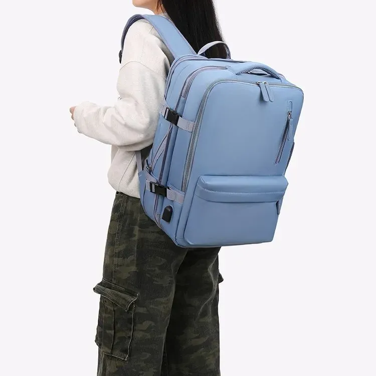 Tas Ransel Pria Bahan Nylon Polos Bentuk Kotak Tali Lebar Resleting Grosir Import