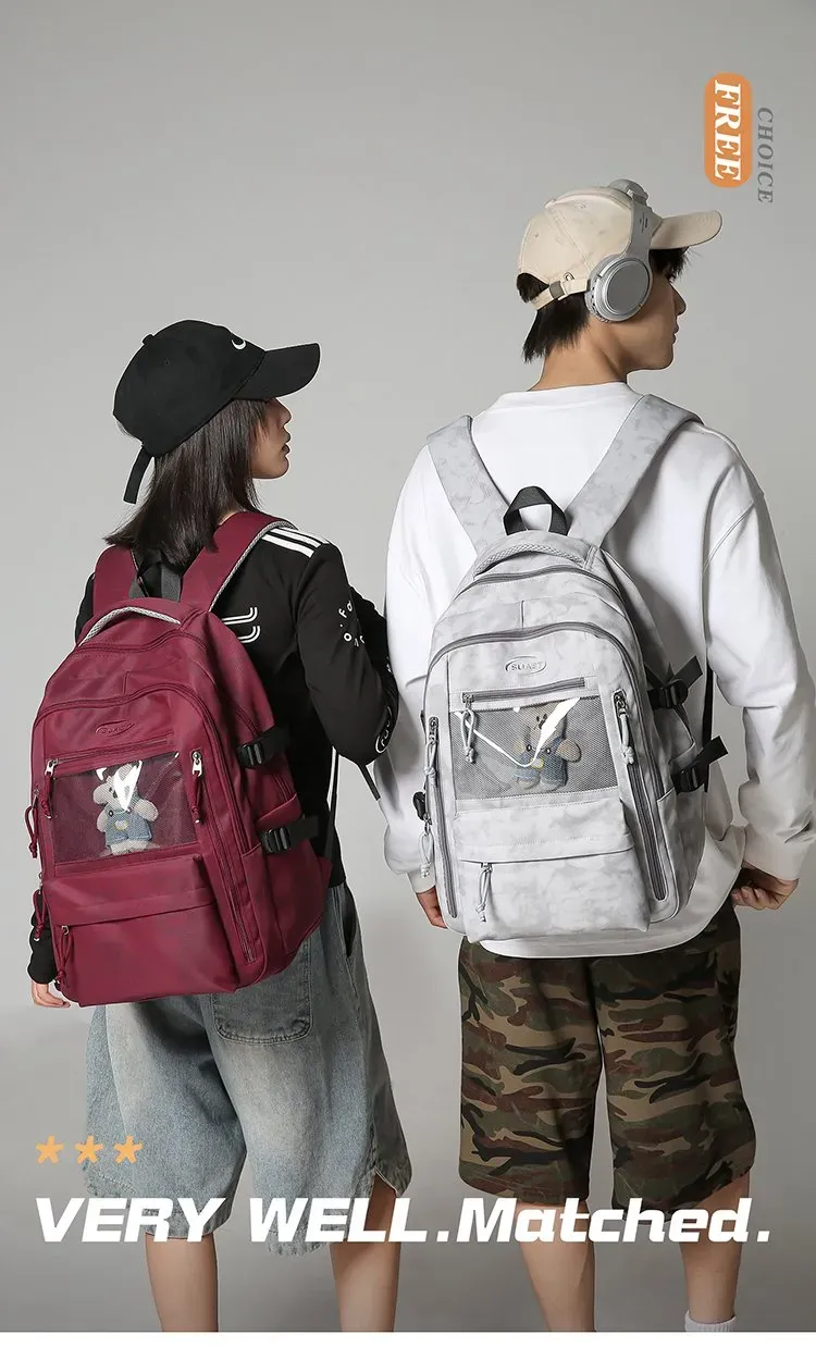 Tas Selempang Wanita Bahan Nylon Polos Warna Hitam Bentuk Kotak Tali Lebar Dengan Gantungan