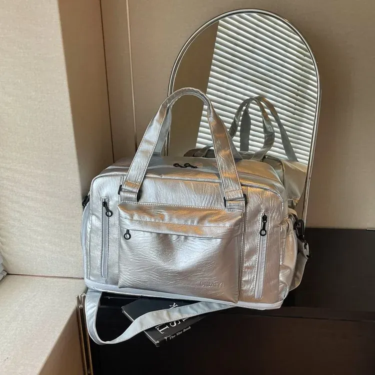 Tas Selempang Wanita Bahan Nylon Motif Print Warna Pink Bentuk Kotak Tali Grosir Import
