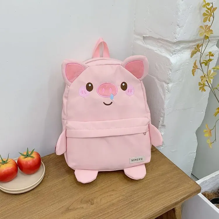 Tas Ransel Anak Bahan Oxford Polos Warna Pink Bentuk Kotak Tali Lebar Resleting Grosir Import