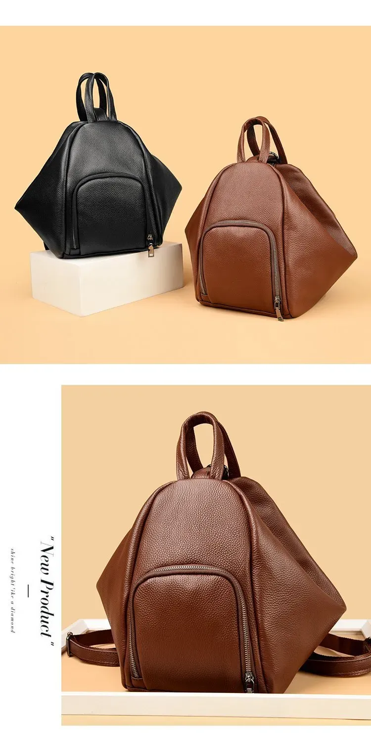 Tas Ransel Wanita Bahan PU Sintetis Polos Warna Hitam Bentuk Kotak Tali Panjang Resleting