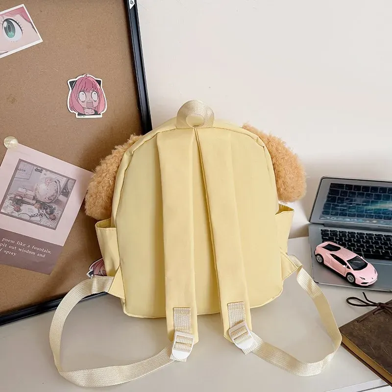 Tas Ransel Wanita Bahan Oxford Polos Warna Kuning Bentuk Kotak Tali Lebar untuk Travel Grosir
