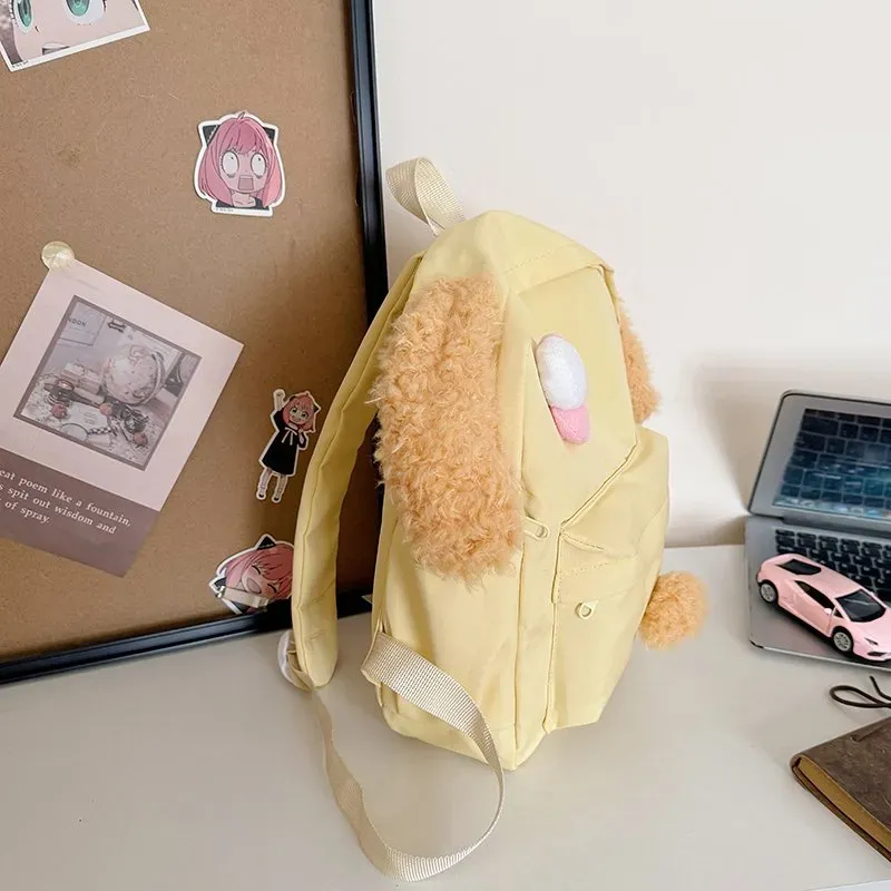Tas Ransel Wanita Bahan Oxford Polos Warna Kuning Bentuk Kotak Tali Lebar untuk Travel Grosir