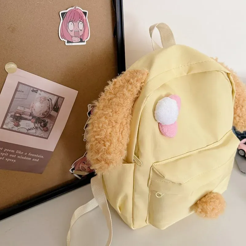 Tas Ransel Wanita Bahan Oxford Polos Warna Kuning Bentuk Kotak Tali Lebar untuk Travel Grosir