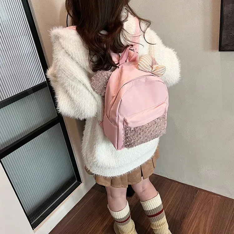Tas Ransel Wanita Bahan Nylon Polos Warna Pink Bentuk Kotak Tali Lebar Resleting Stok China