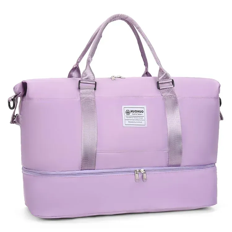 Tas Selempang Wanita Bahan Nylon Polos Warna Putih Bentuk Kotak Tali Lebar untuk Travel Grosir