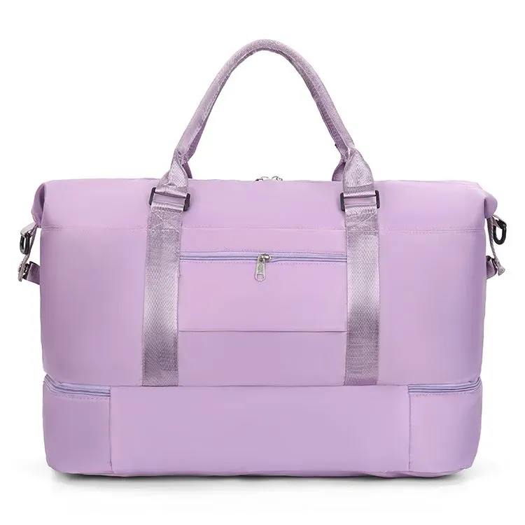 Tas Selempang Wanita Bahan Nylon Polos Warna Putih Bentuk Kotak Tali Lebar untuk Travel Grosir