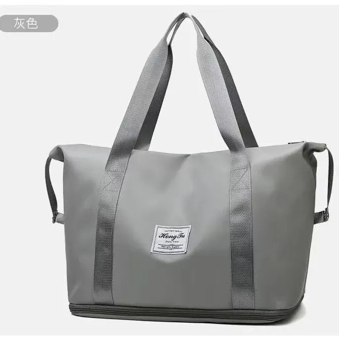 Tas Selempang Wanita Bahan Nylon Polos Warna Ungu Bentuk Kotak Tali Lebar untuk Travel Grosir