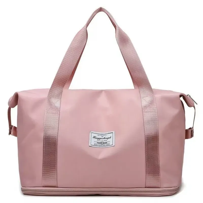 Tas Selempang Wanita Bahan Nylon Polos Warna Ungu Bentuk Kotak Tali Lebar untuk Travel Grosir