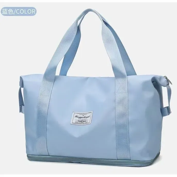 Tas Selempang Wanita Bahan Nylon Polos Warna Ungu Bentuk Kotak Tali Lebar untuk Travel Grosir