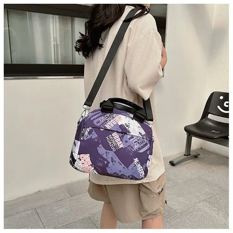 Tas Selempang Wanita Bahan PU Sintetis Motif Print Warna Hitam Bentuk Bulat Tali Grosir Import