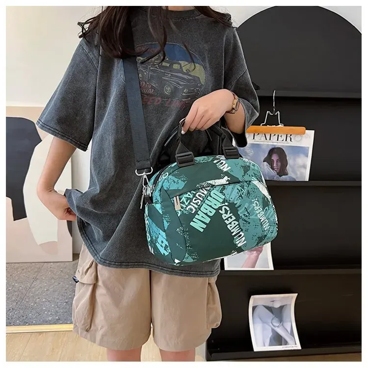 Tas Selempang Wanita Bahan PU Sintetis Motif Print Warna Hitam Bentuk Bulat Tali Grosir Import