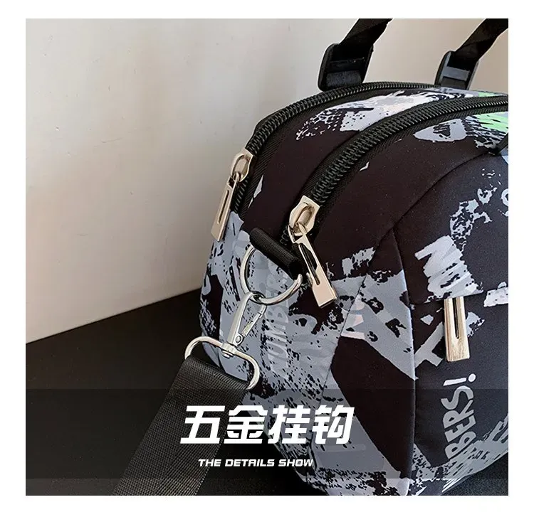Tas Selempang Wanita Bahan PU Sintetis Motif Print Warna Hitam Bentuk Bulat Tali Grosir Import
